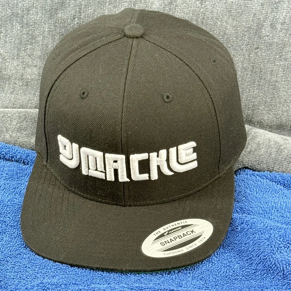 DJ Mackie Hat Black White Embroidered Logo Yupoong Classics Snapback Cap